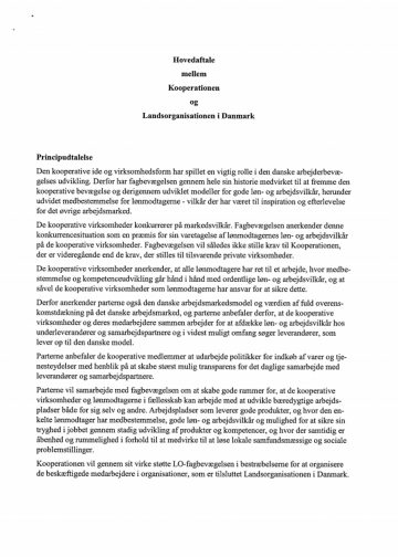 Hovedaftale mellem Kooperationen og LO - tekstside